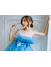 Blue Tulle Tea Length Popular Flower Girl Dress